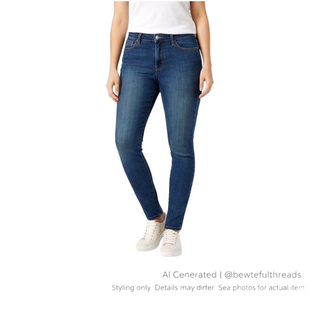 Dickies Size 16RG Blue Skinny Jeans High Rise Workwear Denim 30” Inseam